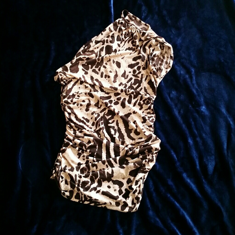 One shoulder animal print top